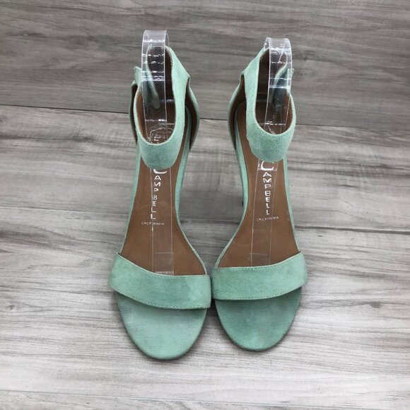 Jeffrey Campbell Heel Sandals Womens 9 Mint Green Suede Hook and Loop Shoes - Picture 5 of 11